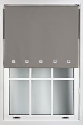 Furnished Blackout Fabric with Chrome Square Eyelets - Window Roller Blinds in Dark Grey - Size: 120 cm width x 165 cm drop - thumbnail 1