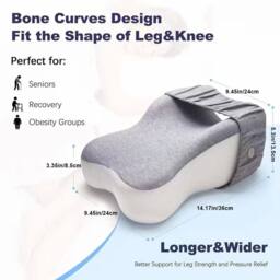 KORVIXA Knee Pillow Memory Foam Leg Pillow in Grey - Size: Single - thumbnail 2