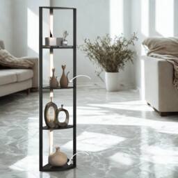 Pirlo Plush Modern Dimmable Floor Lamp For Living Room With 5 Shelves Black - thumbnail 7