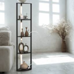 Pirlo Plush Modern Dimmable Floor Lamp For Living Room With 5 Shelves Black - thumbnail 2