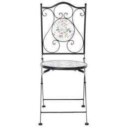 Wyld and Coco Bistro Set Black - Round Mosaic Ceramic Table with 2 Folding Chairs - thumbnail 7