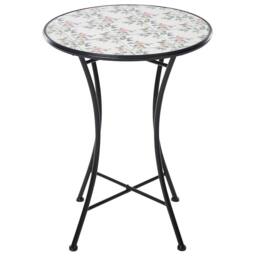 Wyld and Coco Bistro Set Black - Round Mosaic Ceramic Table with 2 Folding Chairs - thumbnail 5