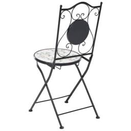 Wyld and Coco Bistro Set Black - Round Mosaic Ceramic Table with 2 Folding Chairs - thumbnail 9