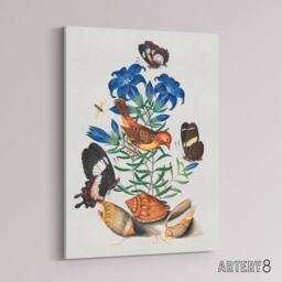 "Artery8 Red Avadavat Swallowtail & Shells Bolton Canvas Wall Art - Size: W24"" x H32""" - thumbnail 2