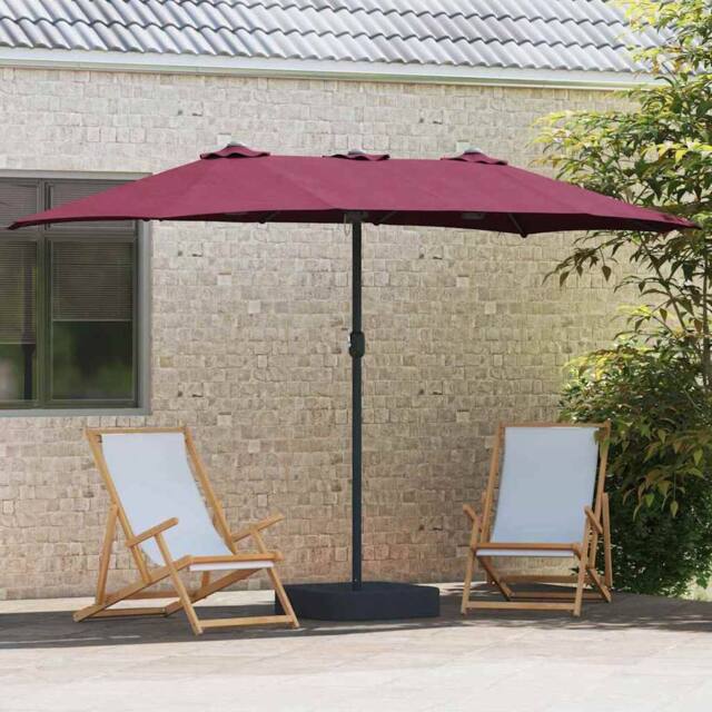Berkfield Home Modern Garden Parasol Folding Bordeaux red 385 x 209 x 244 cm Fabric in Burgundy - image 1