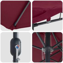 Berkfield Home Modern Garden Parasol Folding Bordeaux red 385 x 209 x 244 cm Fabric in Burgundy - thumbnail 7