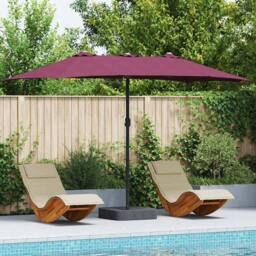 Berkfield Home Modern Garden Parasol Folding Bordeaux red 385 x 209 x 244 cm Fabric in Burgundy - thumbnail 2