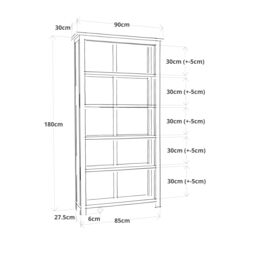 Cabinet Bits Bookcase 180x90x30cm in Off-White - Size: 180 x 90 x 30 cm - thumbnail 5