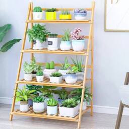 KORVIXA 4 Layer Bamboo T-shaped Folding Rack in Natural - thumbnail 3