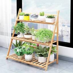 KORVIXA 4 Layer Bamboo T-shaped Folding Rack in Natural - thumbnail 4