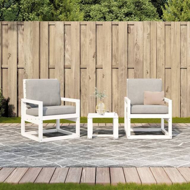 Berkfield Home Beautiful 3 Piece Garden Lounge Set White Solid Wood Pine - image 1