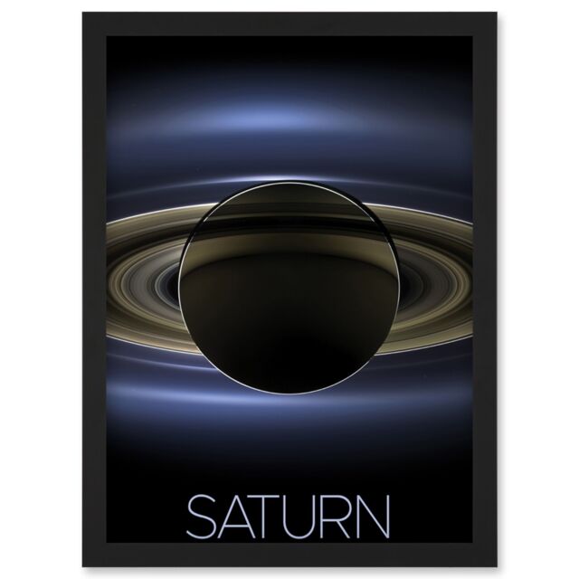 Artery8 NASA Our Solar System Saturn Planet Shadow Cassini Artwork Framed Wall Art Print A4 in Black - image 1