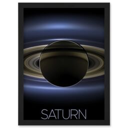 Artery8 NASA Our Solar System Saturn Planet Shadow Cassini Artwork Framed Wall Art Print A4 in Black - thumbnail 1