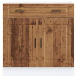 Berkfield Home Kitchen Base Cabinet¬†Porto Old Wood Engineered Wood in Brown - thumbnail 4