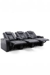 More4Homes Broadway 3 Seater Cinema Electric Recliner Chair USB Charging LED Base in Black - thumbnail 2