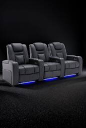 More4Homes Broadway 3 Seater Cinema Electric Recliner Chair USB Charging LED Base in Black - thumbnail 1