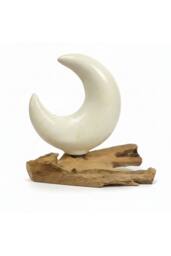KDMD DriftGlow Crackle Half Moon Lamp - Grey, Natural Driftwood Decor in White - thumbnail 1