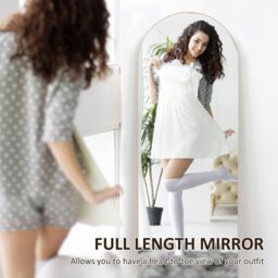 HOMCOM Floor Mirror Wall Mount Leaning Standing Mirror 50 x 150cm in Gold - Size: 50 x 150 cm - thumbnail 4