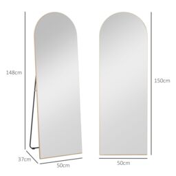 HOMCOM Floor Mirror Wall Mount Leaning Standing Mirror 50 x 150cm in Gold - Size: 50 x 150 cm - thumbnail 3