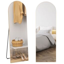 HOMCOM Floor Mirror Wall Mount Leaning Standing Mirror 50 x 150cm in Gold - Size: 50 x 150 cm - thumbnail 2