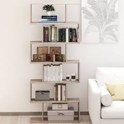 Costway 6-tier Bookcase S-Shaped Bookshelf Wooden Storage Display Rack in Light Oak - thumbnail 3
