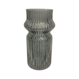 Straits Grey Tinted Ribbed Glass Flower Vase - Size: Small - thumbnail 2