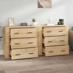 Berkfield Home Sideboards 2 pcs Sonoma Oak Engineered Wood in Light Tan - thumbnail 1