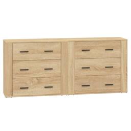 Berkfield Home Sideboards 2 pcs Sonoma Oak Engineered Wood in Light Tan - thumbnail 3