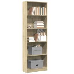 Berkfield Home Bookcase Sonoma Oak 60x24x176 cm Engineered Wood in Light Tan - Size: 60 x 24 x 176 cm - thumbnail 2
