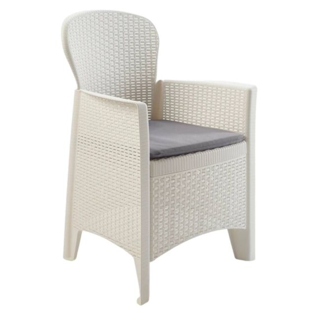 EONLION 1Pcs Plastic Garden Arm Chair Cushioned Seat in White - image 1
