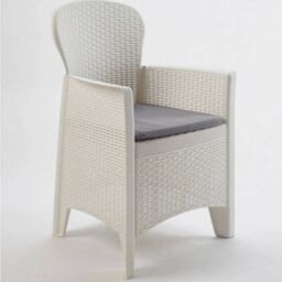 EONLION 1Pcs Plastic Garden Arm Chair Cushioned Seat in White - thumbnail 2