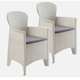 EONLION 1Pcs Plastic Garden Arm Chair Cushioned Seat in White - thumbnail 3