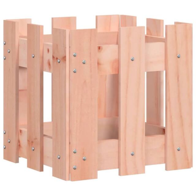 Berkfield Home Garden Planter with Fence Design 30x30x30 cm Solid Wood Douglas in Light Tan - Size: 30 x 30 x 30 cm - image 1