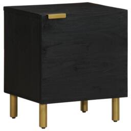 Berkfield Home Bedside Cabinet Black 40x33x46 cm Solid Wood Mango - Size: 40 x 33 x 46 cm - thumbnail 2