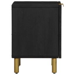 Berkfield Home Bedside Cabinet Black 40x33x46 cm Solid Wood Mango - Size: 40 x 33 x 46 cm - thumbnail 4