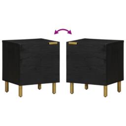 Berkfield Home Bedside Cabinet Black 40x33x46 cm Solid Wood Mango - Size: 40 x 33 x 46 cm - thumbnail 6