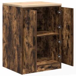 Berkfield Home Garage Storage Cabinet Smoked Oak 60x51x85 cm Solid Wood Pine in Brown - Size: 60 x 51 x 85 cm - thumbnail 5