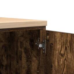 Berkfield Home Garage Storage Cabinet Smoked Oak 60x51x85 cm Solid Wood Pine in Brown - Size: 60 x 51 x 85 cm - thumbnail 9