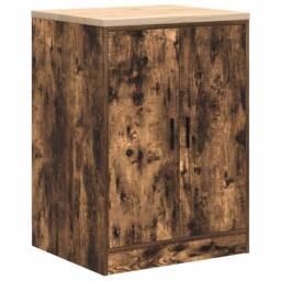 Berkfield Home Garage Storage Cabinet Smoked Oak 60x51x85 cm Solid Wood Pine in Brown - Size: 60 x 51 x 85 cm - thumbnail 1