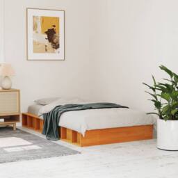 Berkfield Home Beautiful Bed Frame without Mattress Wax Brown 90x190 cm Single S - thumbnail 2