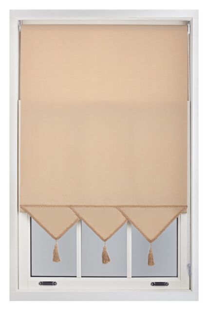 Furnished Triangle Peak Window Roller Blind With Metal Fittings in Beige - Size: 165 cm width x 165 cm drop - image 1