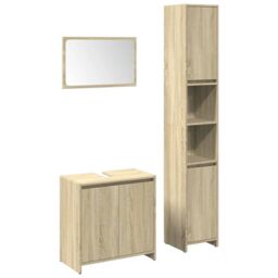 Berkfield Home 3 Piece Bathroom Furniture Set Sonoma Oak Engineered Wood in Brown - thumbnail 2
