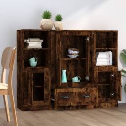 Berkfield Home Highboards 3 pcs Smoked Oak Engineered Wood in Brown - thumbnail 3