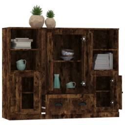 Berkfield Home Highboards 3 pcs Smoked Oak Engineered Wood in Brown - thumbnail 5