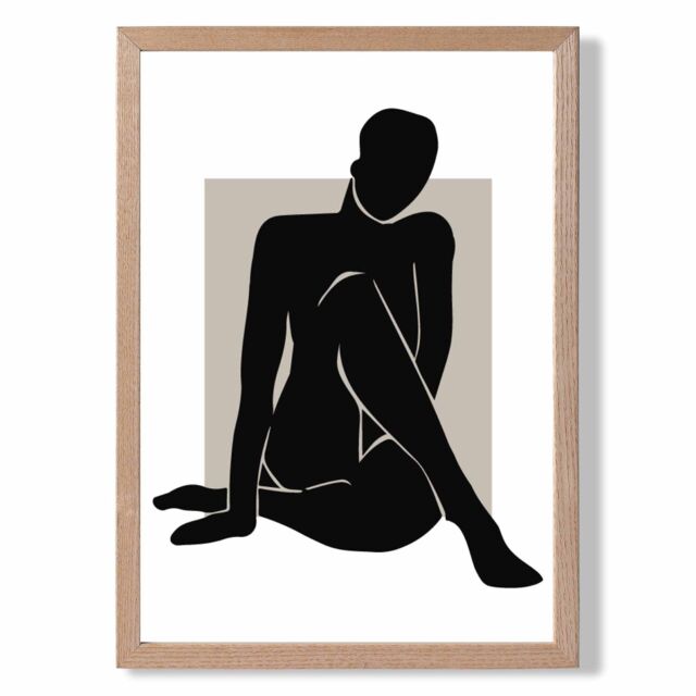 ARTZE Matisse Nude Beige & Black Framed Print SIZE: A3 with Oak Frame - image 1
