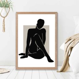 ARTZE Matisse Nude Beige & Black Framed Print SIZE: A3 with Oak Frame - thumbnail 2