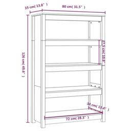 Berkfield Home Beautiful Book Cabinet Grey 80x35x126 cm Solid Wood Pine - Size: 80 x 35 x 126 cm - thumbnail 8