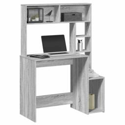 Berkfield Home Decorative Desk with Shelves Grey Sonoma 100x45x140 cm Engineered Wood - Size: 100 x 45 x 140 cm - thumbnail 2
