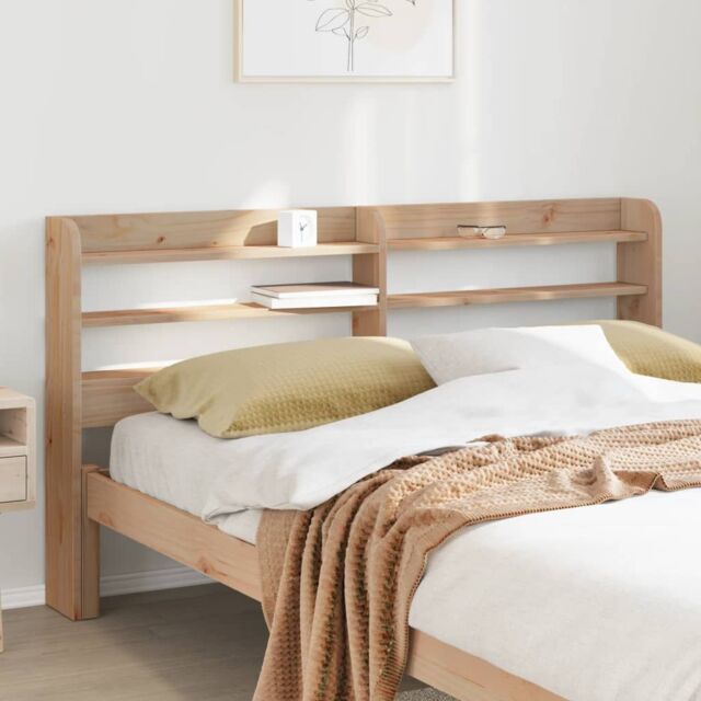 Berkfield Home Headboard with Shelves 135 cm Solid Wood Pine in Brown - image 1