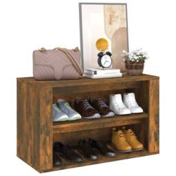 Berkfield Home Shoe Rack Smoked Oak 75x35x45 cm Engineered Wood in Brown - Size: 75 x 35 x 45 cm - thumbnail 4